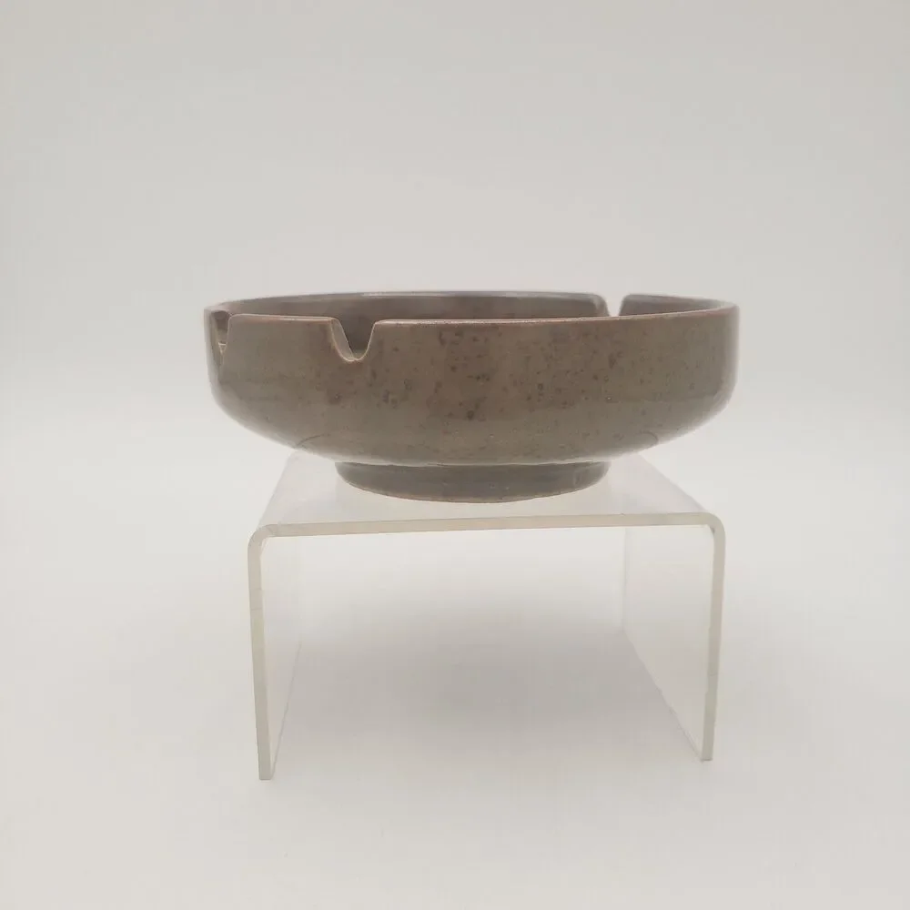 Vintage Stoneware‎ Ashtray With Stylized Apple Motif Earth Tones 5
